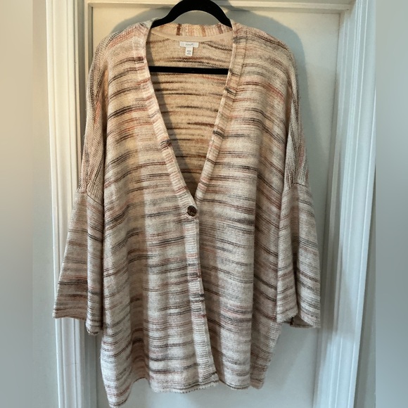 Pure Jill Striped Knit Cardigan Plus Size - Picture 1 of 5